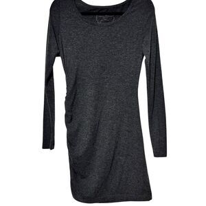 Peruvian Connection Charcoal Modal Mini Dress Ruched Size Zip Long Sleeve Size M